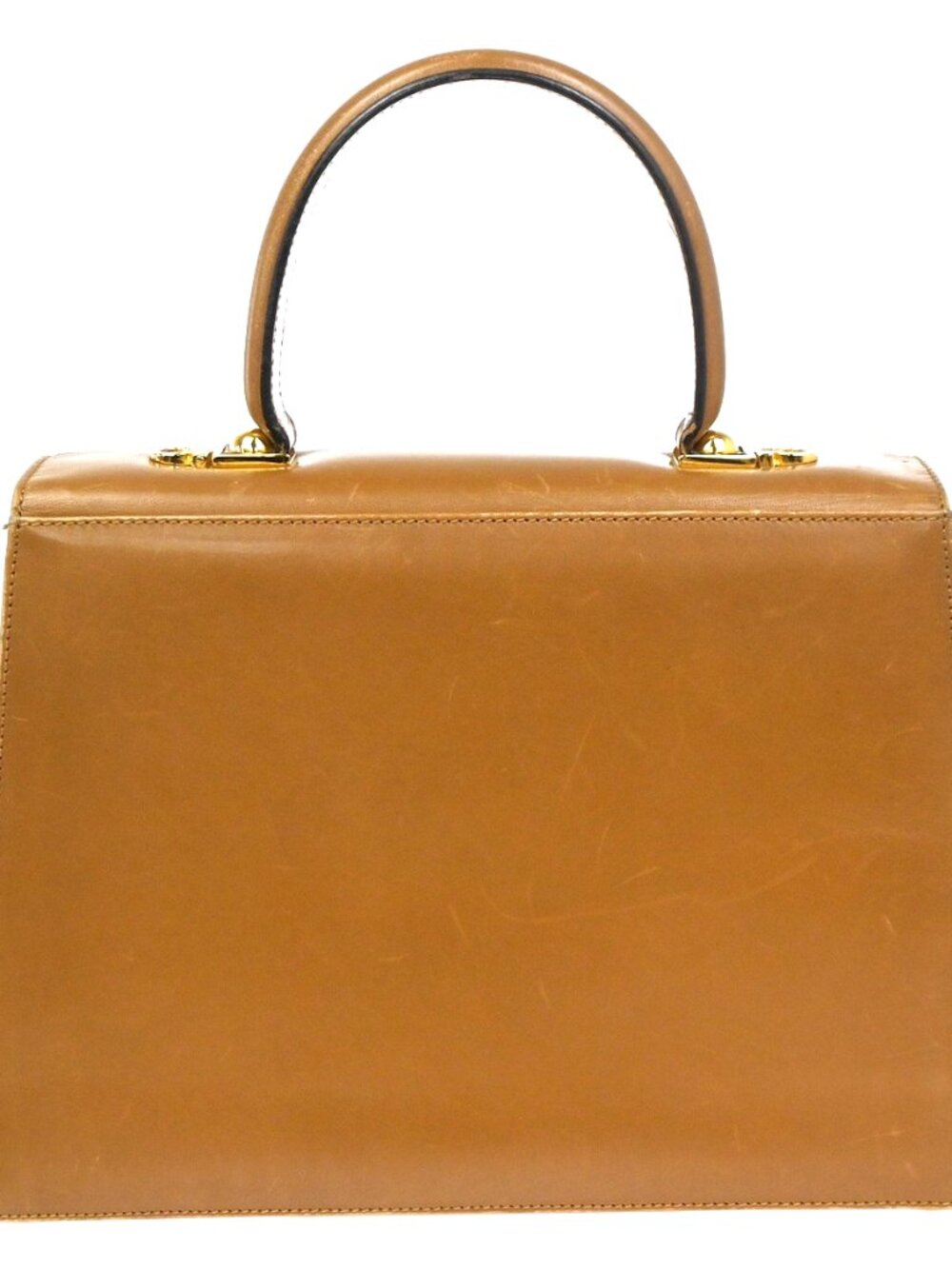 Salvatore Ferragamo Gancini Top Handle Bag Leather Brown GHW Italy 61CA782 - Picture 3 of 16
